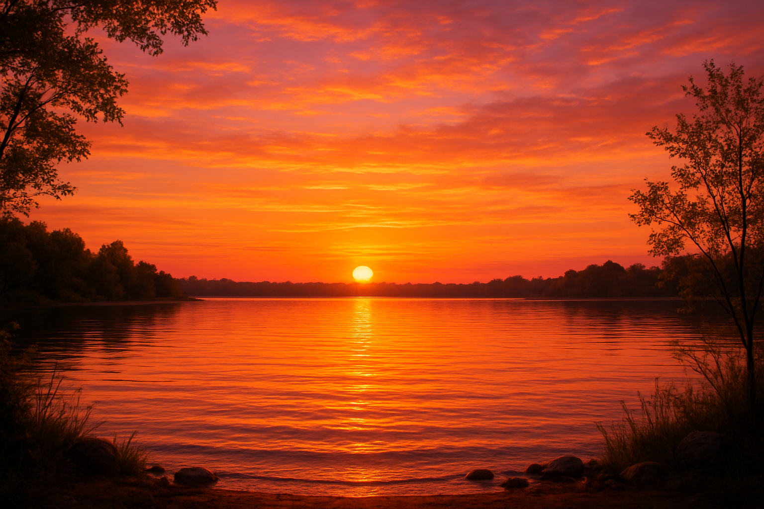 i like the sunset, just remove the court, net, pickleball, and paddle and just put a nice lake and keep the sunset in the background